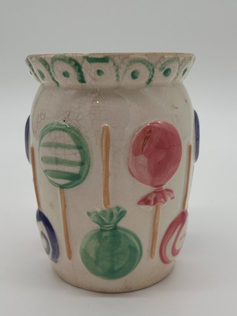 Vintage Ucagco Lollipop Candy Cookie Jar Ceramic‎ 3D Raised Japan MCM Kitsch